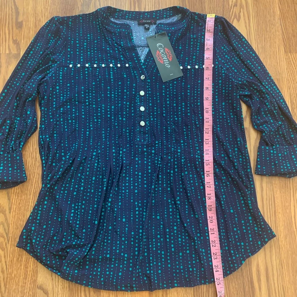 Cocomo NEW 3/4 sleeve women's Pintuck Blouse top shirt MEDIUM - Picture 13 of 14
